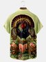 Royaura Happy Thanksgiving Turkey  Print Beach Men's Hawaiian Oversized Shirt with Pockets