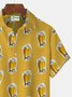 Royaura Beer Print Beach Men's Hawaiian Oversized Short Sleeve Shirt with Pockets