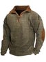 Royaura Men's Basic Vintage Corduroy Stand Collar Half Zip Sweatshirt