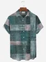 Royaura Retro Geometric Texture Men's Button Pocket Short Sleeve Shirt