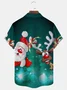Royaura Christmas Santa Claus sika deer print men's button pocket short-sleeved shirt