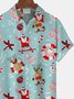 Royaura Christmas Santa Print Ski Print Men's Button Pocket Shirt