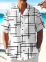 Royaura Mens Comfortable Irregular Line Print Plain Loose Thin Short Sleeve Hawaiian Shirts