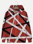 Royaura Retro Rock Red Geometric Music Art Men's Drawstring Hoodies Stretch Oversized Pocket Pullover Sweatshirts