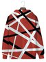 Royaura Retro Rock Red Geometric Music Art Men's Drawstring Hoodies Stretch Oversized Pocket Pullover Sweatshirts