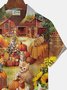 Royaura Halloween Cat Pumpkin Print Men's Button Down Pocket Shirt