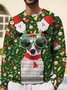 Royaura Men's Christmas Cartoon Dog Print Round Neck Long Sleeve Sweatshirt