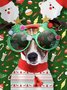 Royaura Men's Christmas Cartoon Dog Print Round Neck Long Sleeve Sweatshirt
