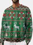 Royaura Men's Christmas Sika Deer Print Crew Neck Sweatshirt