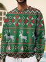 Royaura Men's Christmas Sika Deer Print Crew Neck Sweatshirt