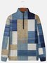 Royaura Men's Geometric Print Stand Collar Zipper Sweatshirt