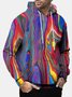 Royaura Men's Geometric Print Drawstring Hooded Sweatshirt
