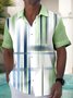 Royaura Basic Gradient Line Print Beach Men's Hawaiian Oversized Shirt with Pockets