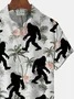 Royaura Hawaiian Coconut Tree Bigfoot Print Men's Button Pocket Shirt