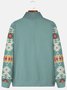 Royaura Men's Vintage Geometric Print Zipper Stand Collar Sweatshirt