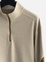 Royaura Retro Casual Men's Khaki SHalf Zipper tand Collar Sweatshirt Contrast Color Stitching Stretch Warm Plus Size Pullover hoodies