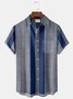 Royaura Striped Jacquard Print Beach Men's Hawaiian Oversized Shirt with Pockets