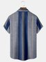 Royaura Striped Jacquard Print Beach Men's Hawaiian Oversized Shirt with Pockets