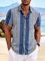 Royaura Striped Jacquard Print Beach Men's Hawaiian Oversized Shirt with Pockets