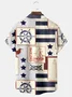 Royaura Nautical Patchwork Print Beach Men's Hawaiian Oversized Shirt with Pockets