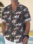 Royaura Vintage Horse Racing Dark Gray Men's Hawaiian Shirts Stretch Plus Size Aloha Camp Pocket Button-Down Shirts