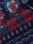 Royaura Christmas Holiday Blue Mens Game Shirts Cartoon Stretch Casual Camp Pocket Button Santa Shirts