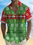 Royaura Christmas Holiday Green Men's Game Shirts Cartoon Stretch Plus Size Casual Camp Pocket Button Shirts