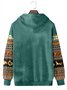 Royaura Men's Aztec Native American Bison Print Vintage Drawstring Hoodies
