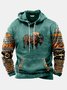 Royaura Men's Aztec Native American Bison Print Vintage Drawstring Hoodies
