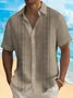 Men's Casual Cotton Linen Basics Geometric Short Sleeve Shirt Printed Short Sleeve Shirt