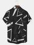 Royaura Geometric Triangle Print Men's Button Pocket Short Sleeve Shirt