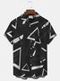 Royaura Geometric Triangle Print Men's Button Pocket Short Sleeve Shirt
