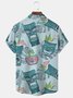 Royaura Hawaiian Tiki Print Men's Button Pocket Short Sleeve Shirt