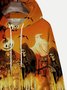 Royaura Men's Halloween skull print drawstring hooded sweatshirt