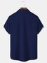 Royaura Retro Striped Bowling Print Men's Button Pocket Short Sleeve Shirt