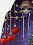 Royaura Men's Christmas tree print drawstring hooded sweatshirt