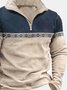 Royaura Vintage Ethnic Aztec Geometry Western Men's Half Zip Stand Collar Sweatshirt Plus Size Camping Warm Pullover Sweatshirts