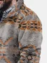 Royaura Men's Geometric Print Warm Zip Stand Collar Sweatshirt