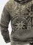 Royaura Vintage Nautical Compass Western Men's Drawstring Hoodies Stretch Plus Size Camp Pullover Sweatshirts