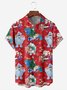 Royaura Christmas Holiday Red Men's Hawaiian Shirt Elk Cartoon Art Stretch Pocket Camp Shirts