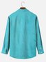Royaura Solid Color Contrast Print Men's Button Pocket Long Sleeve Shirt