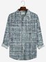 Royaura 50’s Vintage Check Blue Men's Casual Long Sleeve Shirts Stretch Wrinkle Free Seersucker Aloha Button Pocket Shirts