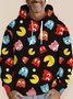 Royaura 50‘s Retro Cartoon Men's Drawstring Hoodies Fun Game Stretch Plus Size Pullover Sweatshirts