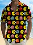 Royaura 50's Retro Cartoon Black Men's Hawaiian Shirts Yellow Monster Stretch Oversized Aloha Button Camp Shirts