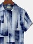 Royaura Retro Gradient Geometric Print Men's Button Pocket Shirt