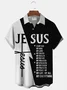 Royaura Men's Jesus Letter Print Button Pocket Shirt
