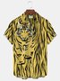 Royaura Men's Tiger Stripe Print Button Pocket Shirt