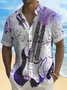 Royaura Guitar Print Men's Hawaiian Shirt Stretch Plus Size Aloha Camp Pocket Button-Down Shirt