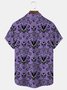 Royaura Halloween Ghost Cartoon Purple Men's Hawaiian Shirts Stretch Plus Size Monster Art Camp Pocket Button-Down Shirts