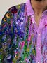 Royaura Hawaiian Art Floral Ombre Print Men's Button Down Long Sleeve Shirt